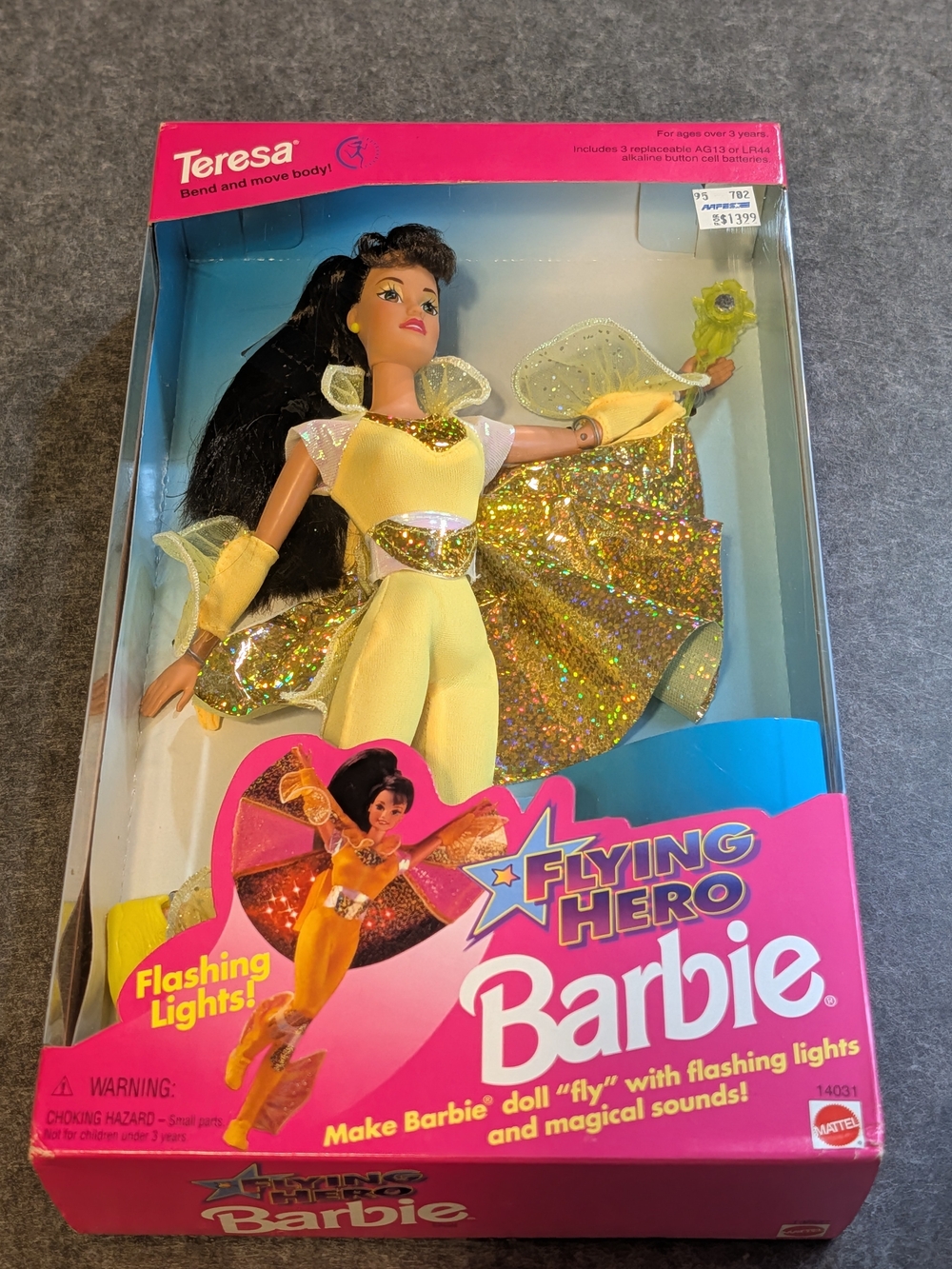 Barbie Flying Hero Doll in Yellow and Gold Outfit